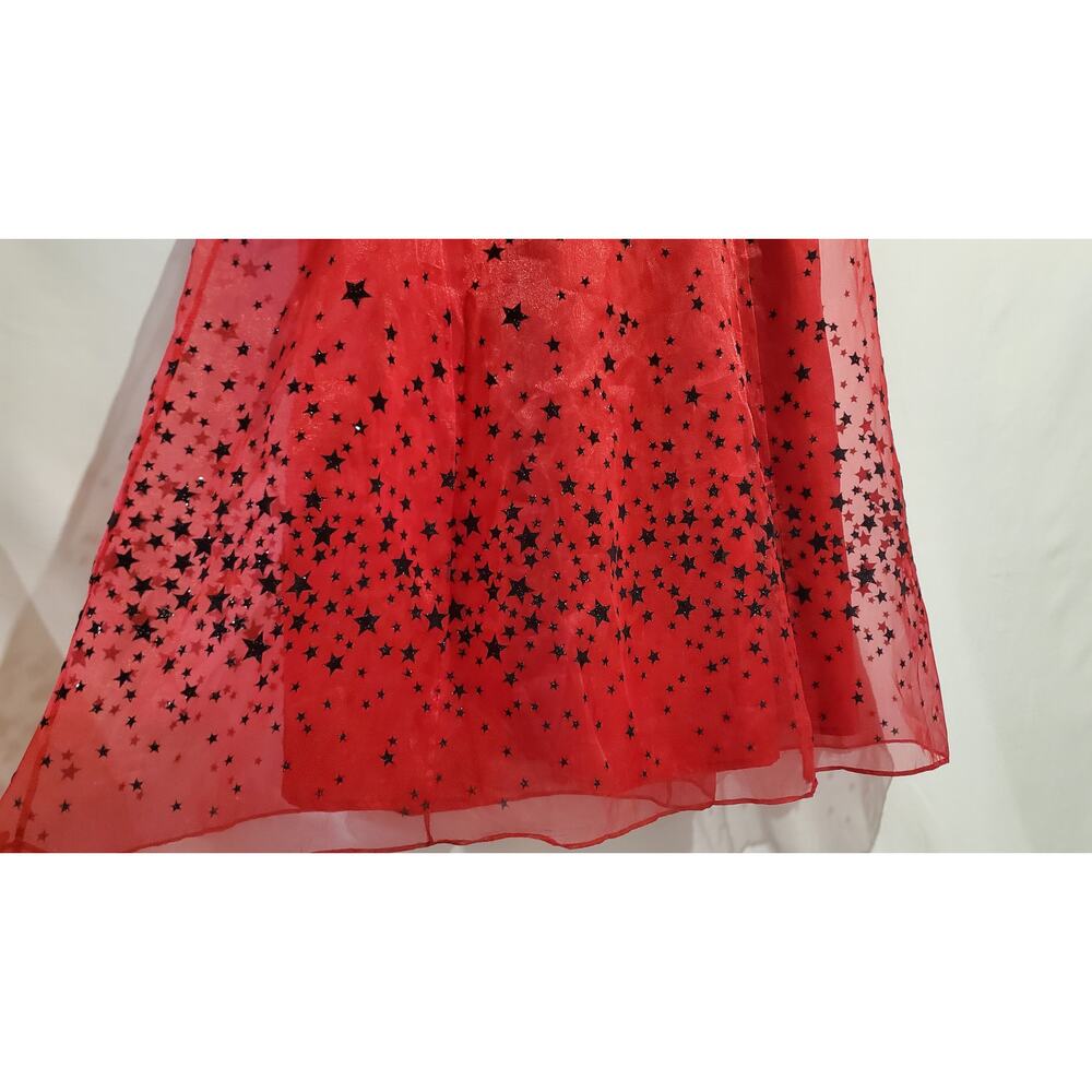 Vtg Y2K Morgan & Co Velvet Glitter Stars Gown 11/12 Red Black Prom Formal Goth - Picture 4 of 15